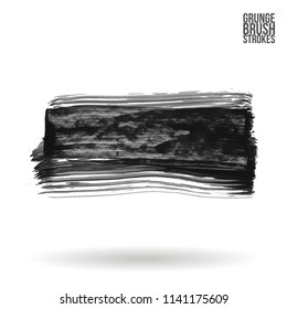 Grey brush stroke and texture. Grunge vector abstract hand - painted element. Underline and border design.