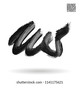 Grey brush stroke and texture. Grunge vector abstract hand - painted element. Underline and border design.