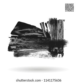 Grey brush stroke and texture. Grunge vector abstract hand - painted element. Underline and border design.