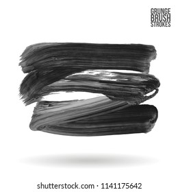 Grey brush stroke and texture. Grunge vector abstract hand - painted element. Underline and border design.