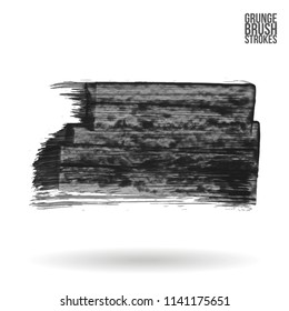 Grey brush stroke and texture. Grunge vector abstract hand - painted element. Underline and border design.