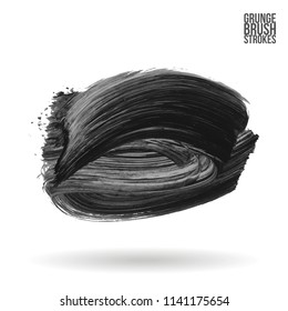 Grey brush stroke and texture. Grunge vector abstract hand - painted element. Underline and border design.
