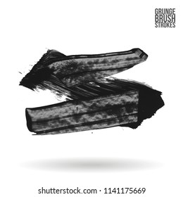 Grey brush stroke and texture. Grunge vector abstract hand - painted element. Underline and border design.