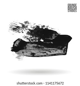 Grey brush stroke and texture. Grunge vector abstract hand - painted element. Underline and border design.