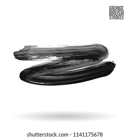 Grey brush stroke and texture. Grunge vector abstract hand - painted element. Underline and border design.