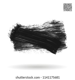 Grey brush stroke and texture. Grunge vector abstract hand - painted element. Underline and border design.