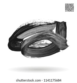 Grey brush stroke and texture. Grunge vector abstract hand - painted element. Underline and border design.