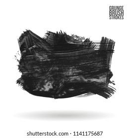 Grey brush stroke and texture. Grunge vector abstract hand - painted element. Underline and border design.