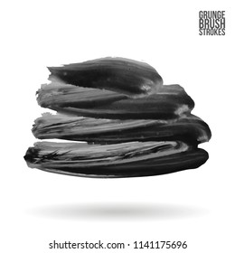 Grey brush stroke and texture. Grunge vector abstract hand - painted element. Underline and border design.