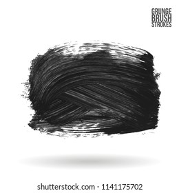 Grey brush stroke and texture. Grunge vector abstract hand - painted element. Underline and border design.