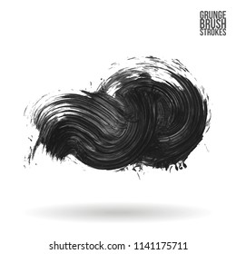Grey brush stroke and texture. Grunge vector abstract hand - painted element. Underline and border design.