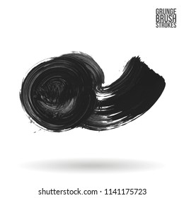 Grey brush stroke and texture. Grunge vector abstract hand - painted element. Underline and border design.