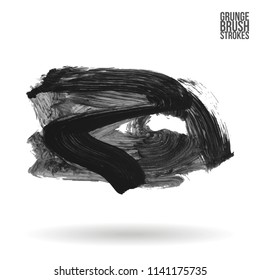 Grey brush stroke and texture. Grunge vector abstract hand - painted element. Underline and border design.