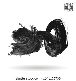 Grey brush stroke and texture. Grunge vector abstract hand - painted element. Underline and border design.