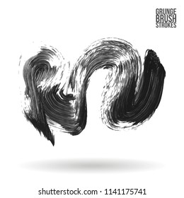 Grey brush stroke and texture. Grunge vector abstract hand - painted element. Underline and border design.