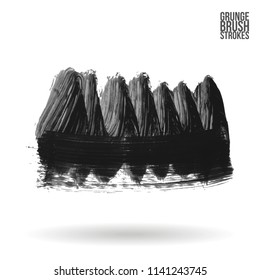 Grey brush stroke and texture. Grunge vector abstract hand - painted element. Underline and border design.