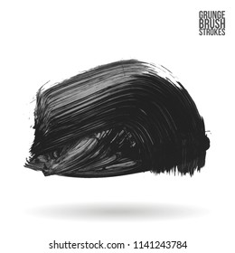 Grey brush stroke and texture. Grunge vector abstract hand - painted element. Underline and border design.