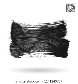 Grey brush stroke and texture. Grunge vector abstract hand - painted element. Underline and border design.