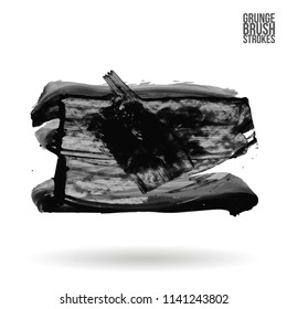 Grey brush stroke and texture. Grunge vector abstract hand - painted element. Underline and border design.