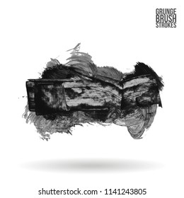 Grey brush stroke and texture. Grunge vector abstract hand - painted element. Underline and border design.