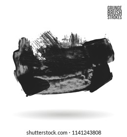 Grey brush stroke and texture. Grunge vector abstract hand - painted element. Underline and border design.