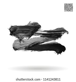 Grey brush stroke and texture. Grunge vector abstract hand - painted element. Underline and border design.