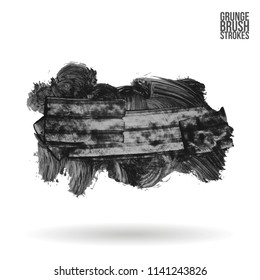 Grey brush stroke and texture. Grunge vector abstract hand - painted element. Underline and border design.