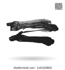 Grey brush stroke and texture. Grunge vector abstract hand - painted element. Underline and border design.