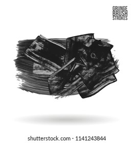 Grey brush stroke and texture. Grunge vector abstract hand - painted element. Underline and border design.