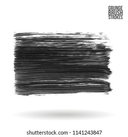 Grey brush stroke and texture. Grunge vector abstract hand - painted element. Underline and border design.