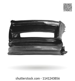 Grey brush stroke and texture. Grunge vector abstract hand - painted element. Underline and border design.