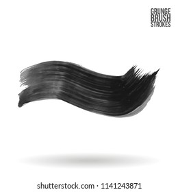 Grey brush stroke and texture. Grunge vector abstract hand - painted element. Underline and border design.