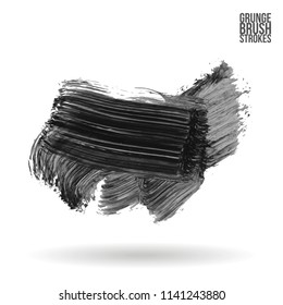 Grey brush stroke and texture. Grunge vector abstract hand - painted element. Underline and border design.