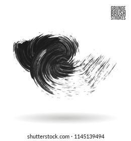 Grey brush stroke and texture. Grunge vector abstract hand - painted element. Underline and border design.