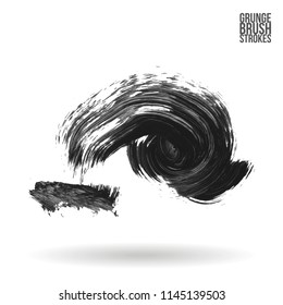 Grey brush stroke and texture. Grunge vector abstract hand - painted element. Underline and border design.