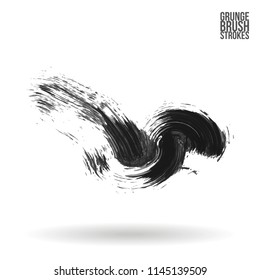 Grey brush stroke and texture. Grunge vector abstract hand - painted element. Underline and border design.