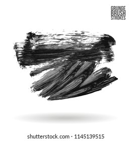 Grey brush stroke and texture. Grunge vector abstract hand - painted element. Underline and border design.