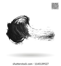 Grey brush stroke and texture. Grunge vector abstract hand - painted element. Underline and border design.