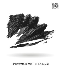 Grey brush stroke and texture. Grunge vector abstract hand - painted element. Underline and border design.
