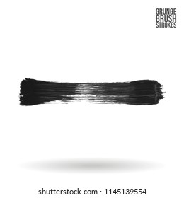Grey brush stroke and texture. Grunge vector abstract hand - painted element. Underline and border design.