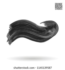 Grey brush stroke and texture. Grunge vector abstract hand - painted element. Underline and border design.