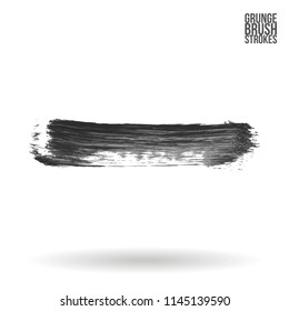 Grey brush stroke and texture. Grunge vector abstract hand - painted element. Underline and border design.