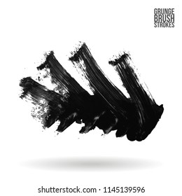 Grey brush stroke and texture. Grunge vector abstract hand - painted element. Underline and border design.