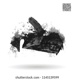 Grey brush stroke and texture. Grunge vector abstract hand - painted element. Underline and border design.