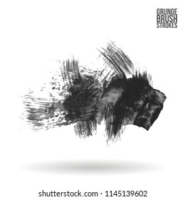 Grey brush stroke and texture. Grunge vector abstract hand - painted element. Underline and border design.