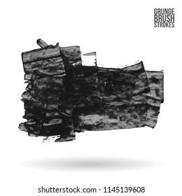 Grey brush stroke and texture. Grunge vector abstract hand - painted element. Underline and border design.