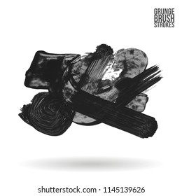 Grey brush stroke and texture. Grunge vector abstract hand - painted element. Underline and border design.
