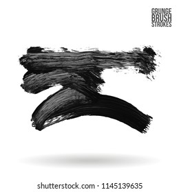 Grey brush stroke and texture. Grunge vector abstract hand - painted element. Underline and border design.