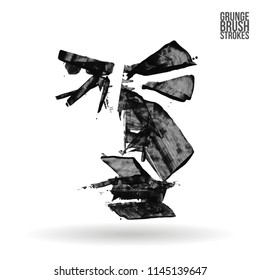 Grey brush stroke and texture. Grunge vector abstract hand - painted element. Underline and border design.
