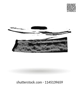 Grey brush stroke and texture. Grunge vector abstract hand - painted element. Underline and border design.